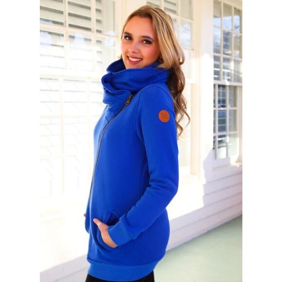 Classic Zoey Zip Cowl Neck Fleece Sweatshirt Women 4XL by Michelle Mae Blue Soft - Picture 16 of 16